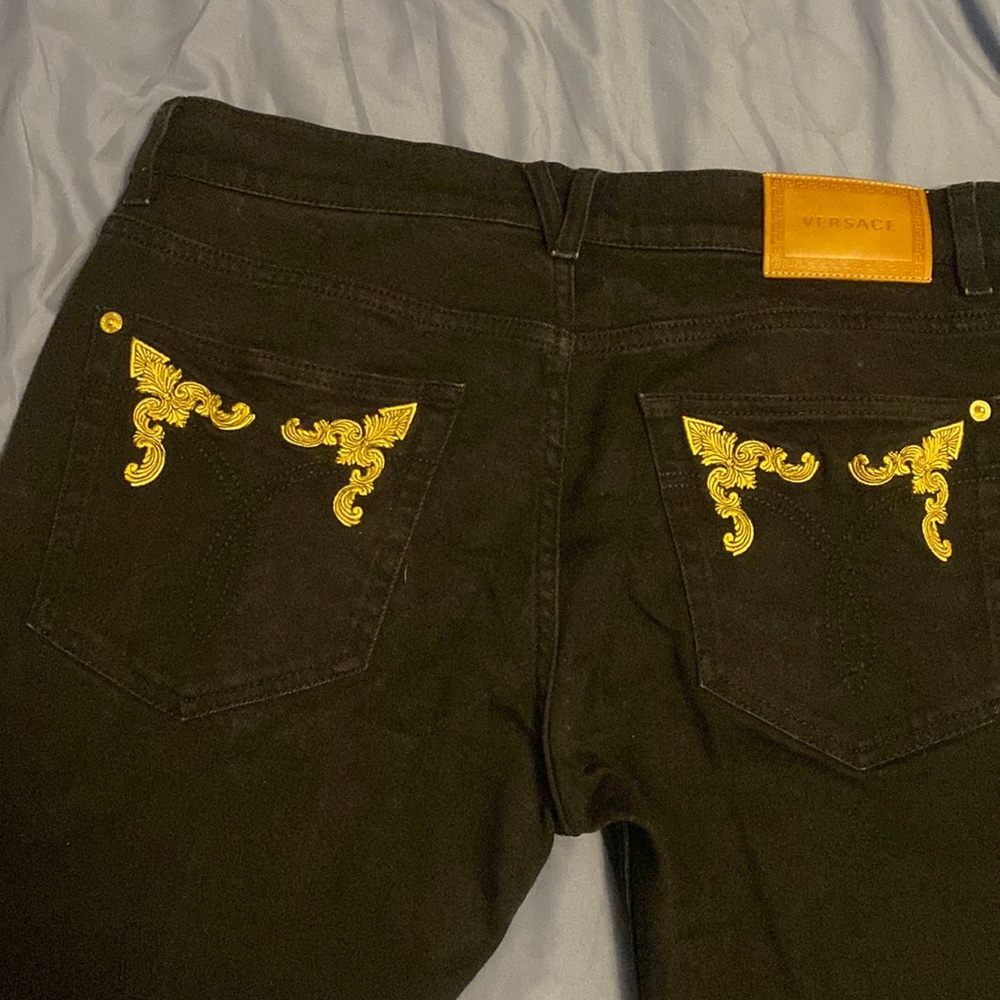 Black with gold stitching Versace jeans Taylor fit gently worn